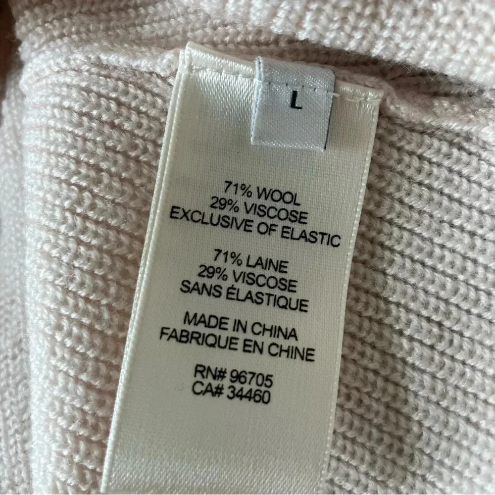 EUC Rebecca Taylor Crochet Stitch Wool Blend Sweater Long Sleeve Nude Pink Large - Picture 11 of 11